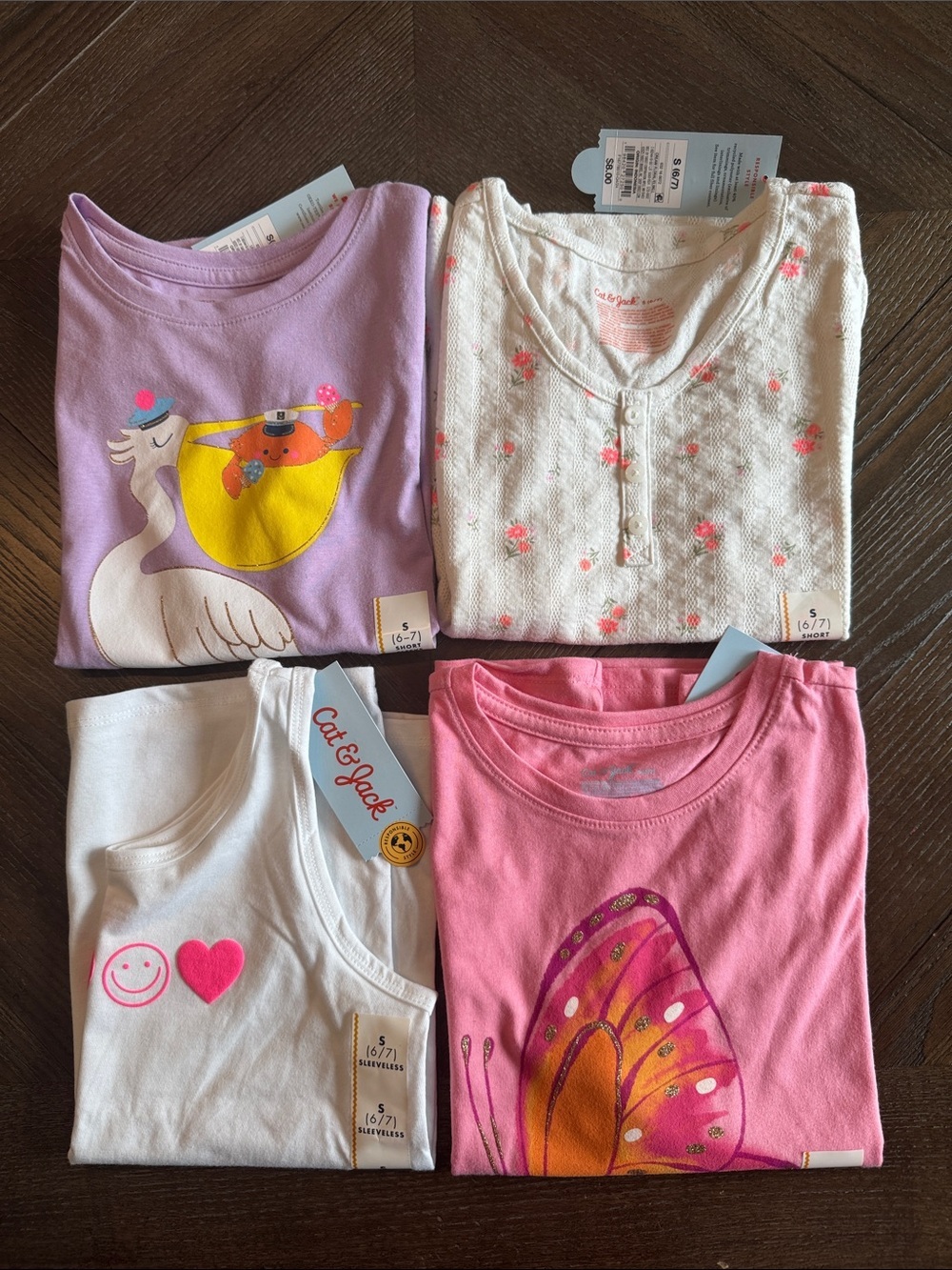 Cat & Jack Girls' Top Bundle Tees & Tank Size Small (6/7) New NWT